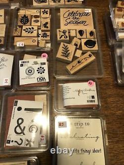 Lot of (29) SETS Stampin' Up Stamp Sets Wooden Rubber Stamps 100s Of Stamps
