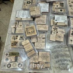 Lot of 49 SETS Stampin' Up, Tim Holtz (1) wooden rubber stamps most unused open