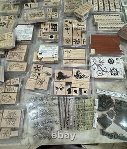 Lot of 49 SETS Stampin' Up, Tim Holtz (1) wooden rubber stamps most unused open