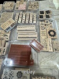 Lot of 49 SETS Stampin' Up, Tim Holtz (1) wooden rubber stamps most unused open