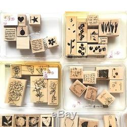 Lot of 87 Stampin Up Stamps Wood Blocks Rubber Retired Nature Celebration Sets