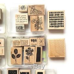 Lot of 87 Stampin Up Stamps Wood Blocks Rubber Retired Nature Celebration Sets
