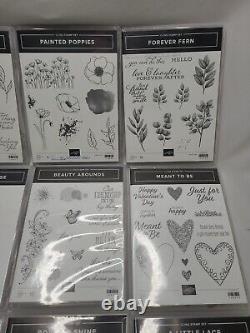 Lot of 9 STAMPIN UP Cling Stamp Sets Used Painted Poppies Forever Ferns