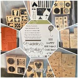 Lot of Vintage Stampin Up Wooden Rubber Stamps New and used Retired sets! MIXED