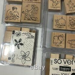 NEW Huge Lot of 115 mounted & unmounted STAMPIN' UP STAMP SETS Rubber Wood