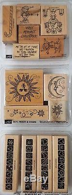 NEW IN PACKAGE Stampin' Up Rubber Stamp Sets 10 Packs 4 Ink Pads 129 pcs Retired