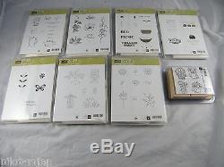 NEW LOT OF 7 STAMPIN' UP SETS NO MOUNTS INCLUDED & SMALL FLOWER SET