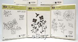 NEW! Retired STAMPIN UP Lot of 5 STAMP SETS, 22 Stamps PEACEFUL PETALS Dahlias +