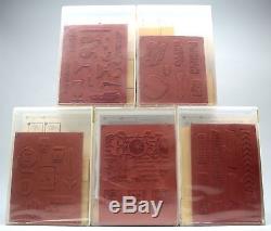 NEW! Retired STAMPIN UP Lot of 5 STAMP SETS, 45 Stamps! HAPPY HOUR Postage Due +