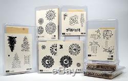 NEW Retired STAMPIN UP STAMP SET Lot of 7 Sets, 30 STAMPS Lean on Me EVERGREEN +