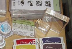 NEW Stampin' Up! 16 Set Mounted Rubber Stamps, Ink Pads, Embossing + Extras VGC