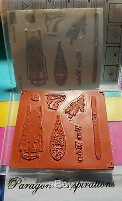 NEW Stampin Up WINTER WISHES & COMPLETE Set DIES BY DAVE Sled Pinecones Skates