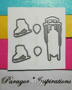 NEW Stampin Up WINTER WISHES & COMPLETE Set DIES BY DAVE Sled Pinecones Skates