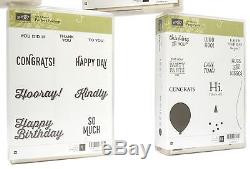 NOS Retired STAMPIN' UP! SET Lot of 5 STAMP SETS! 46 New Stamps HAPPY BIRTHDAY +