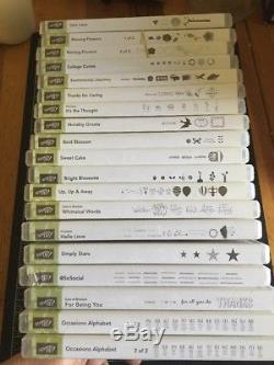 New Lot of 17 Stampin Up! Clear Mount Cling Stamp Sets Variety Words Occasions