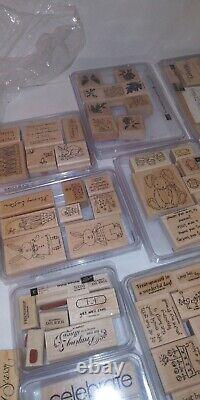 Over 250 Mostly Vintage Some Stampin' Up Wood Mounted Stamps Teachers Set