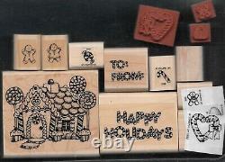 PARTIAL CANDY CANE CHRISTMAS SET Gingerbread Candy House Stampin Up Rubber Stamp