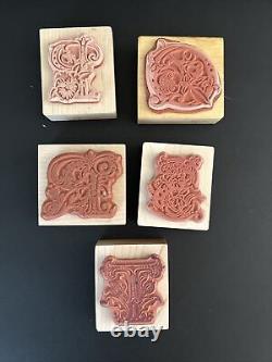 PSX Monogram Botanical Alphabet Wooden Rubber Stamps Rare Complete Set