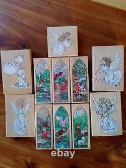 RARE Precious Moments Rubber Stamp Lot Stampendous Angel Stained Glass Christ VT