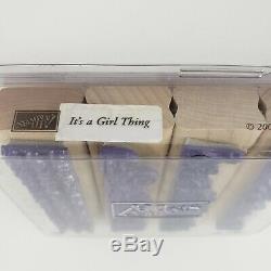 RARE Stampin Up ITS A GIRL THING 2004 Wood Mounted Rubber Stamp SET VINTAGE