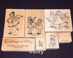 RETIRED & RARE Stampin Up Winter Is Calling Complete Set Snowflakes Holly 2003