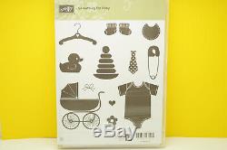 RETIRED Stampin Up Something for Baby set + Baby's First Framelits Dies Good Con
