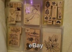 RETIRED! Stampin up Lot of 22 stamp sets 240 wood mounted stamps