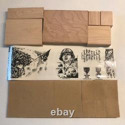 Rare New Courage & Honor Military Veteran Stampin' Up! Red Rubber Stamps Set