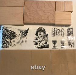 Rare New Courage & Honor Military Veteran Stampin' Up! Red Rubber Stamps Set