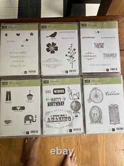 Reserved normdavi 44. Lot of stampin up paper, punches, stamps, tray + 1 set UO