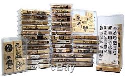 Retired STAMPIN UP STAMP SET Lot of 34 Sets, 302 STAMPS! Some Used but MOST NEW