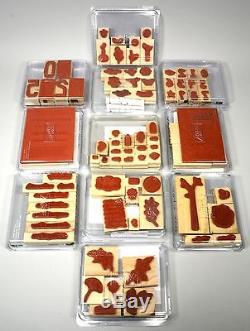 Retired STAMPIN UP STAMP SET Lot of 34 Sets, 302 STAMPS! Some Used but MOST NEW