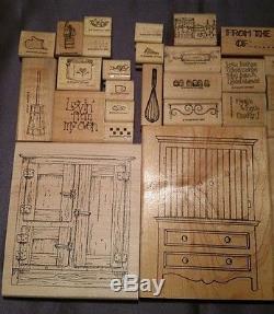 Retired Stampin Up Love Bakes Set of 32 Country Cupboard Hutch Stove + Bonus