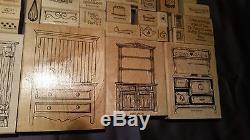 Retired Stampin Up Love Bakes Set of 32 Country Cupboard Hutch Stove + Bonus