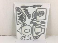 Retired Stampin' Up! NICE CUPPA Stamp set CUPS & KETTLE FRAMELITS DIES HAVE A