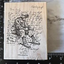 Rubber Stamp Godspeed Wooden Set Military Army Patriot Stampin up NEW