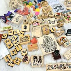 Rubber Stamp Lot 150 Piece Approx Wood Brayer Used and New Sets Stampin Up Plus