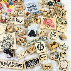 Rubber Stamp Lot 150 Piece Approx Wood Brayer Used and New Sets Stampin Up Plus