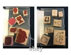 Rubber Stamp Lot 4 Stamp Sets, 5 Accessory Sets, 20 Single Stamps, Ink Pads