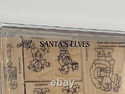 SANTA'S ELVES SET North Pole HOLIDAY Christmas Stampin' Up! Wood Rubber Stamp