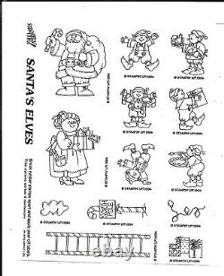 SANTA'S ELVES SET North Pole HOLIDAY Christmas Stampin' Up! Wood WM Rubber Stamp
