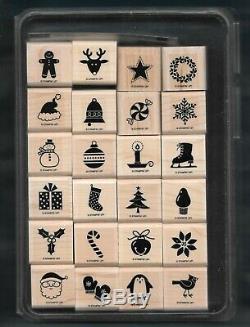 SPOOKY & JOLLY BINGO BITS SETS CARD Stampin' Up! Wood mount Holiday RUBBER STAMP