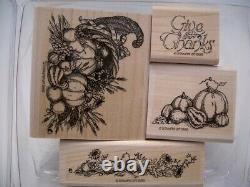 STAMPIN' UP 1996 Grand Cornucopia NEW Wood Mount Rubber Stamp SetRetired4 pc