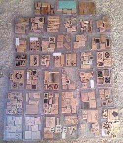 Stampin' Up 40 Complete Sets Wood Mounted Rubber Stamps Many Retired Lot Used