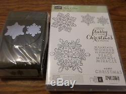 STAMPIN UP FLURRY OF WISHES 6 PC PHOTOPOLYMER STAMP SET & SNOW FLURRY PUNCH