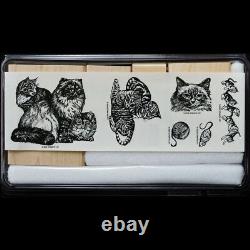 STAMPIN UP Fancy Felines STAMPS SET NEW UM Rare Cat Cats Kitty Kittens Mouse 6pc