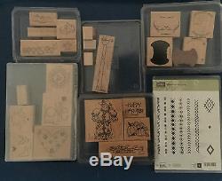 STAMPIN UP HUGE LOT 50 SET. Ink Pad Caddy-Chalks-Pencils +BONUS Paper & 4 Cards