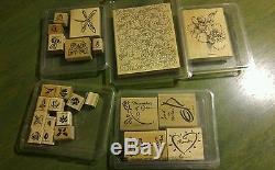 STAMPIN UP Lot of 32 sets around 250 rubber stamps 2 Letter sets Holiday Etc