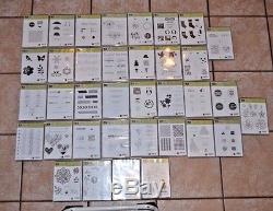 STAMPIN UP Lot of 36 Sets of Clear Mount Stamps Many UNUSED Some Lightly Used