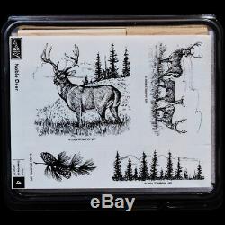 STAMPIN UP Noble Deer Retired STAMPS SET Rare Forest Pinecone Trees Stag FREESHP